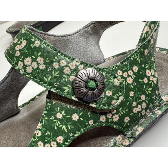 Alegria Beckie Sandals Size 38 8 8.5 Green Acres Floral Leather Platform Shoe - Picture 10 of 11